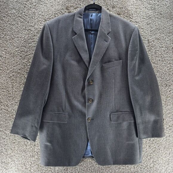 Vintage Ralph Ralph Lauren Blazer Men 48 Gray Wool Silk Union Made Double RL RRL - Picture 1 of 16